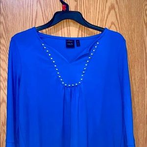 Blue Blouse with Ruffle Sleeves